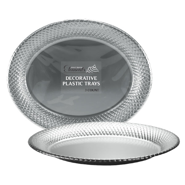 Metallic Oval Tray 17.75" x 14.5" - Elegant Serving Tray for Parties, Catering & Home Entertaining