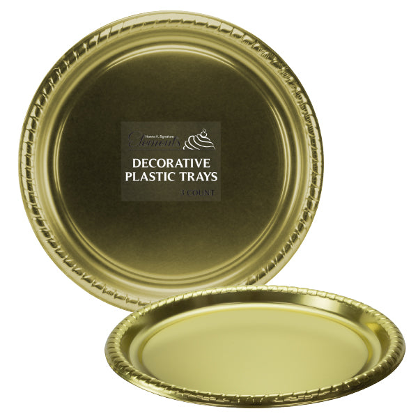 Metallic Round Tray 15.5" - Stylish Serving Tray for Events, Catering & Home Entertaining