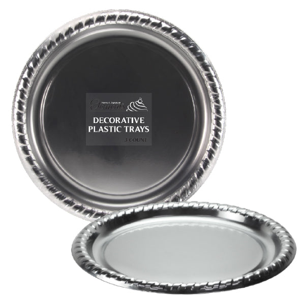 Metallic Round Tray 11.5" Silver