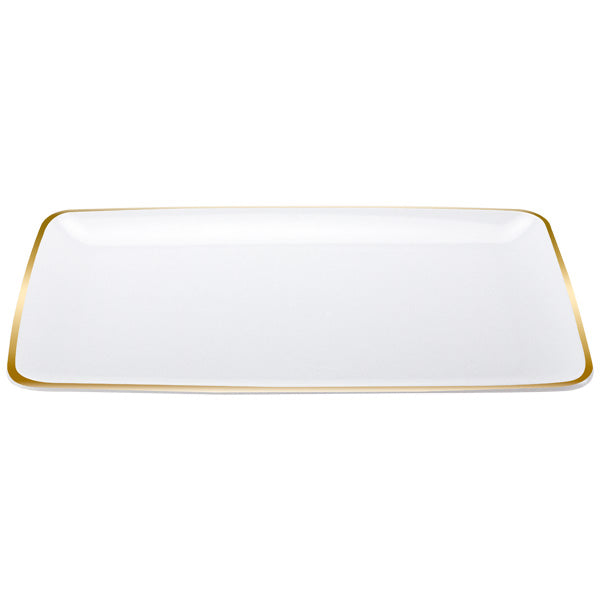 Contemporary Rectangle Trays Pearl with Gold Trim