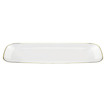 Contemporary Rectangle Trays Pearl with Gold Trim