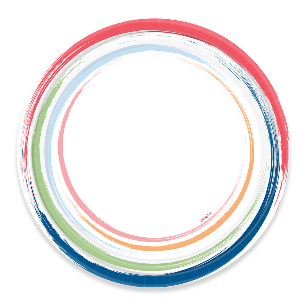 Paper Plates Paint Strokes Design - Modern Disposable Plates for Parties, Events & Everyday