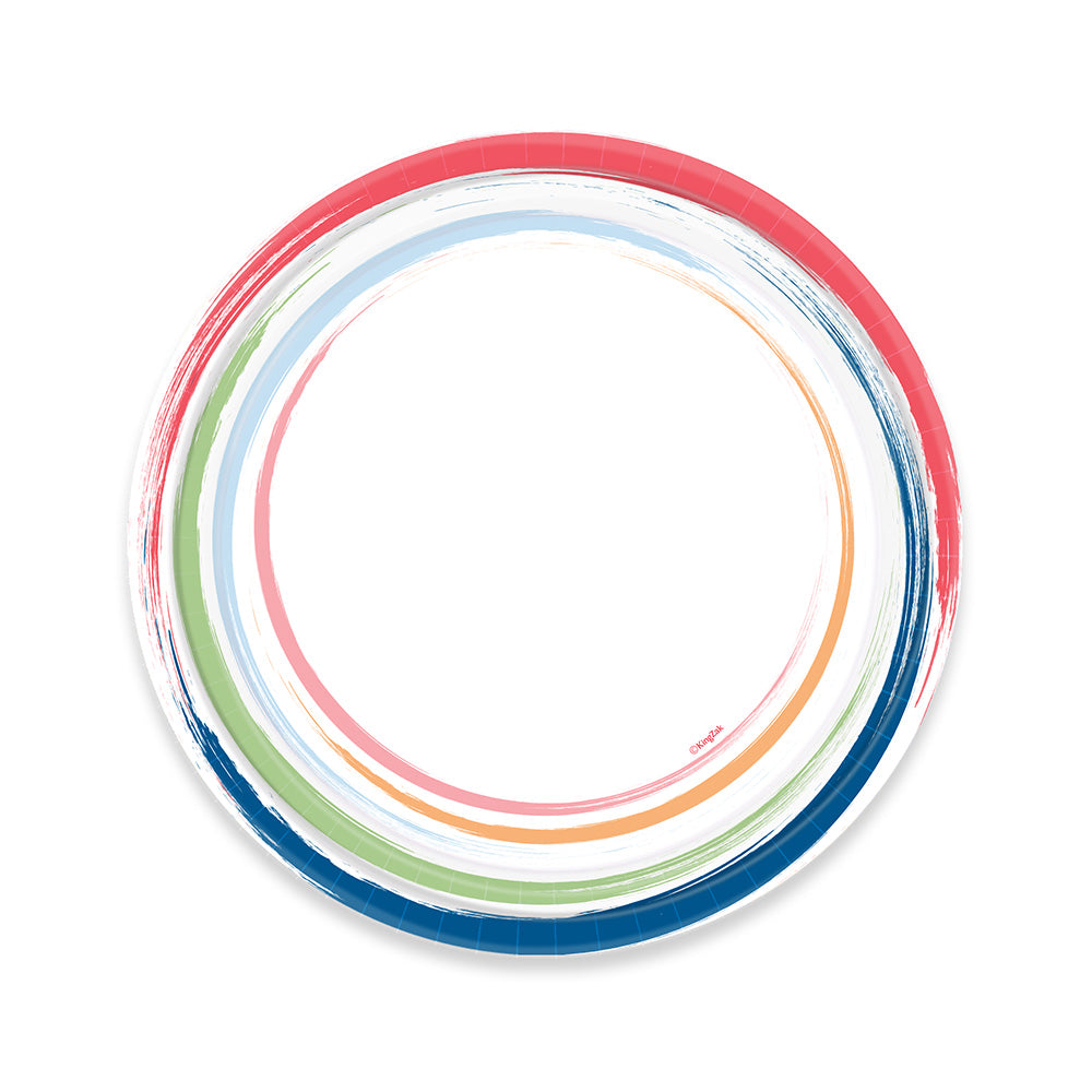 Paper Plates Paint Strokes Design - Modern Disposable Plates for Parties, Events & Everyday