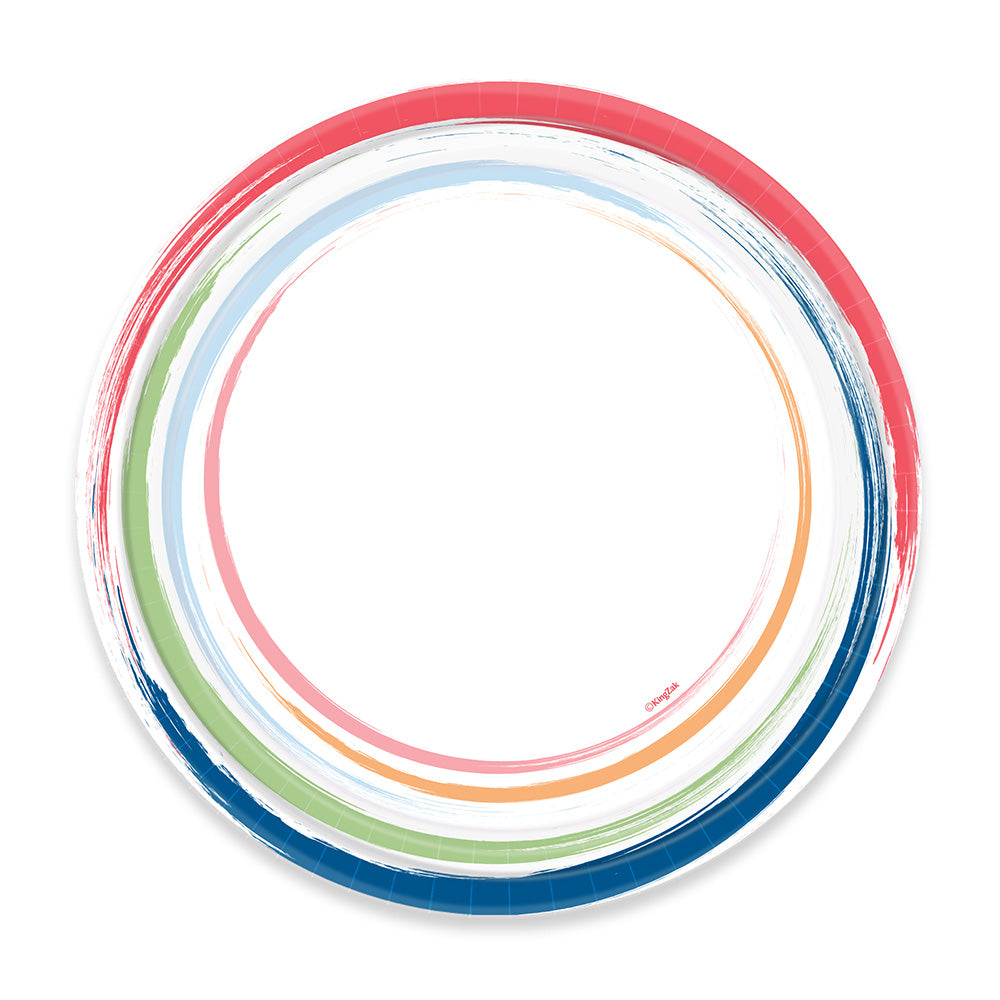 Paper Plates Paint Strokes Design - Modern Disposable Plates for Parties, Events & Everyday