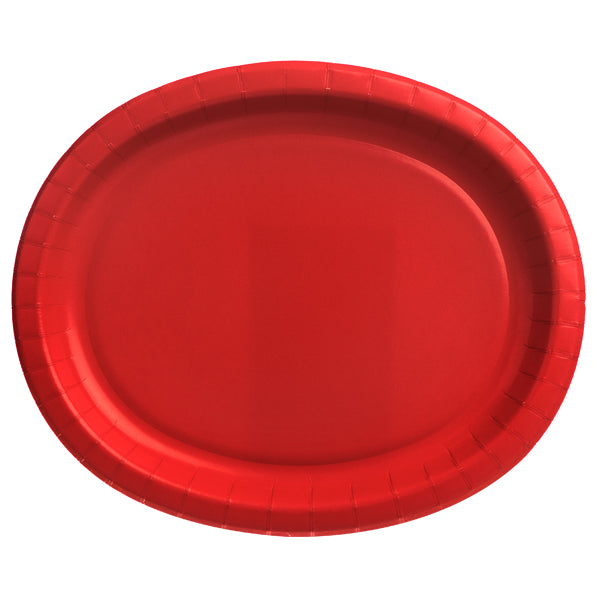 12" Red Oval Plate