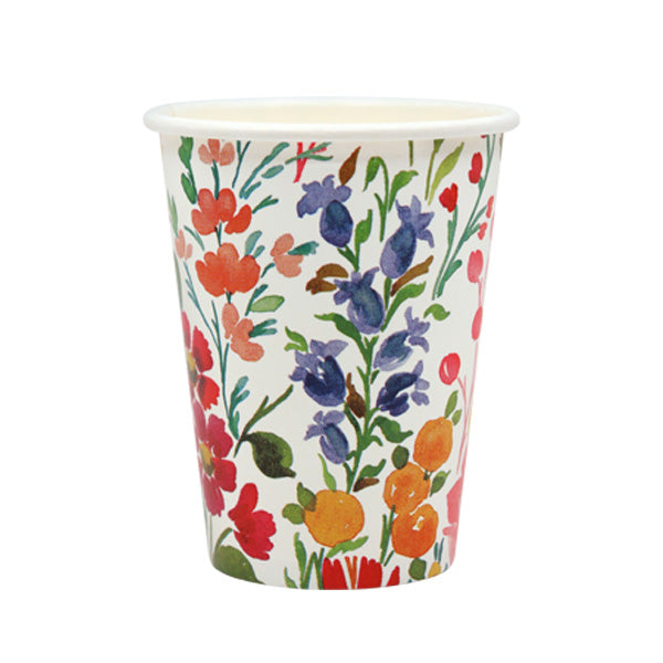 12 oz Paper Cup Perennial Floral Design - Elegant Disposable Cups for Hot & Cold Beverages