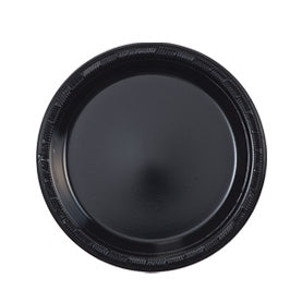 Black Plastic Everyday Plates – Durable Disposable Dinnerware for Daily Use & Events [600 count]