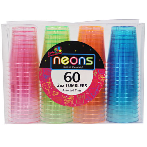 Plastic Neon Tumbler 1oz Tumbler and 2oz Tumbler -