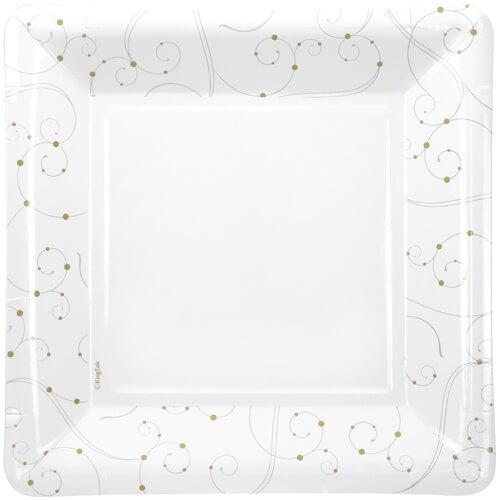 Swirls and Pearls Deluxe Paper Square Dinnerware