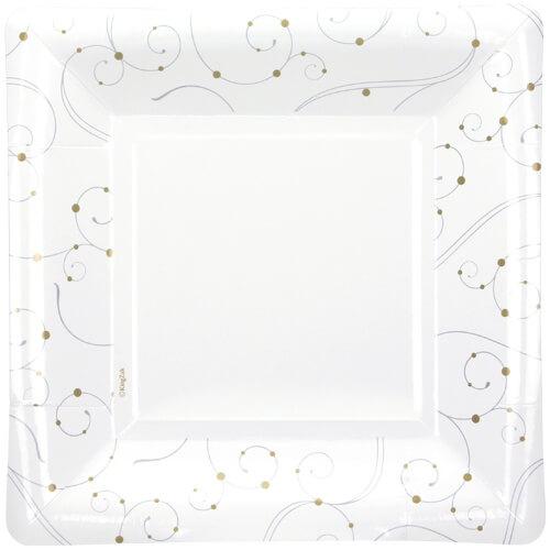 Swirls and Pearls Deluxe Paper Square Dinnerware