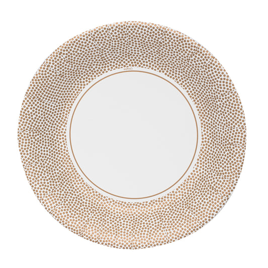 Metallic Dots Premium Paper Round Dinnerware Gold - King Zak
