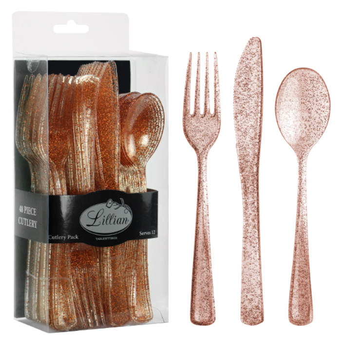 Glitter Premium Plastic Cutlery Combo