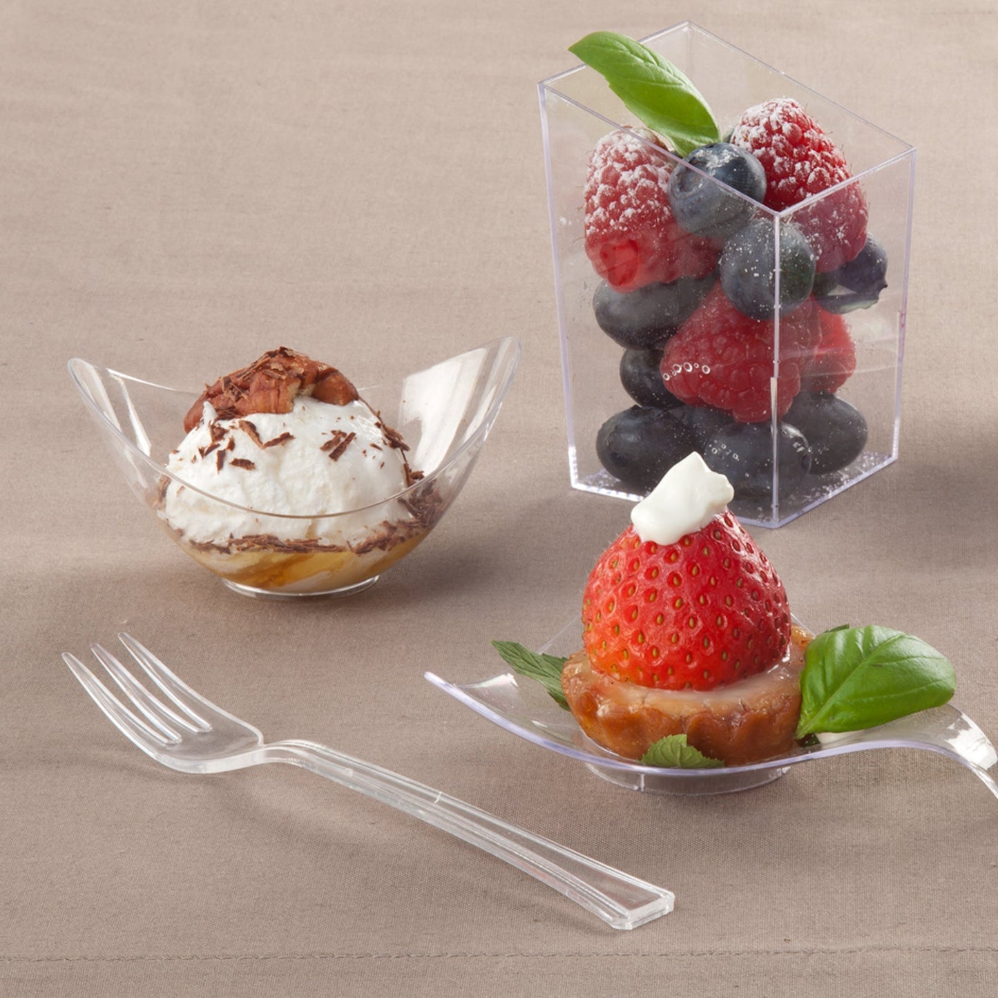 Clear Mini Oval Bowl, 1.5oz with Ice Cream - King Zak