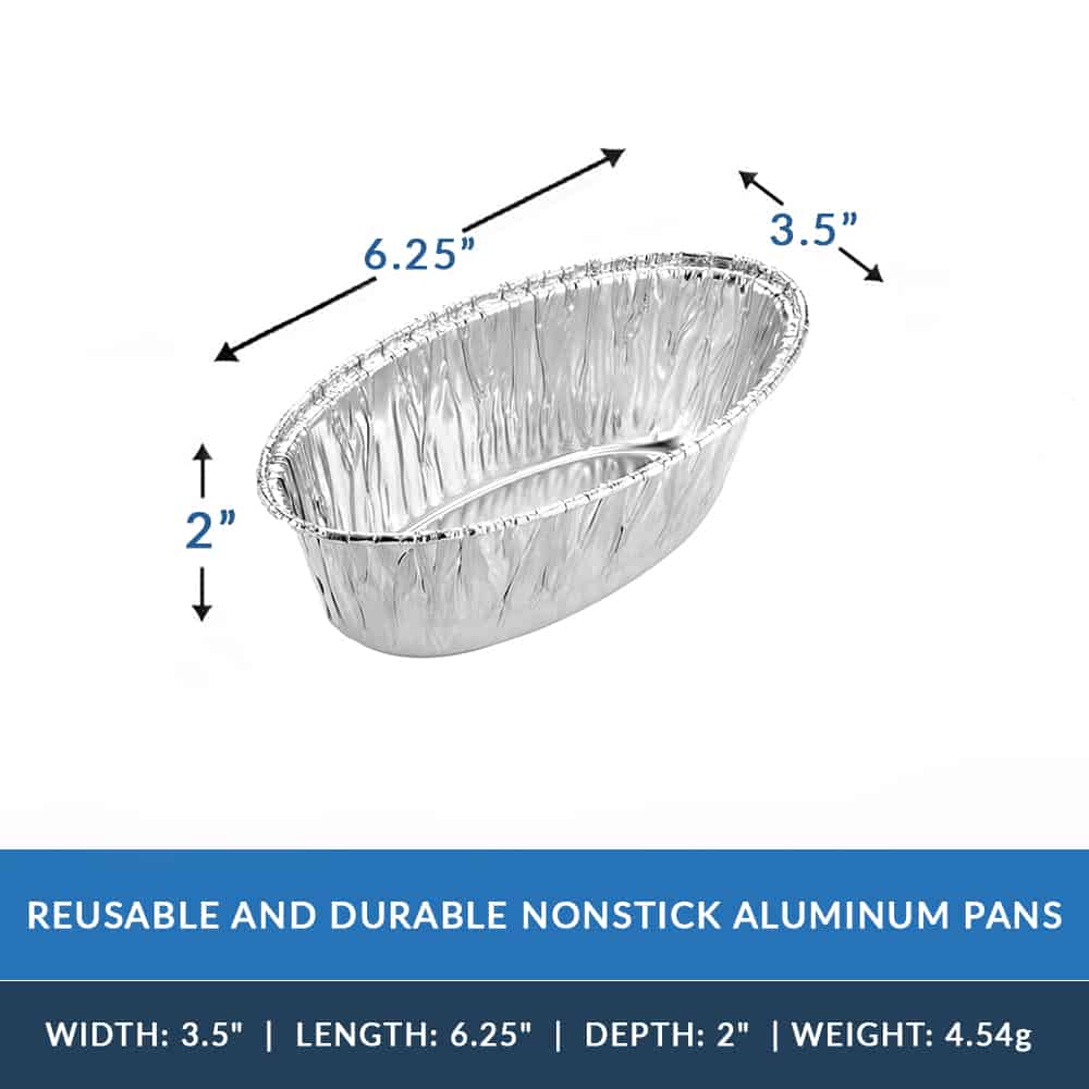 Heavy Duty Aluminum Foil Small Oval Baking Pan 6.25 L X 3.5 W X