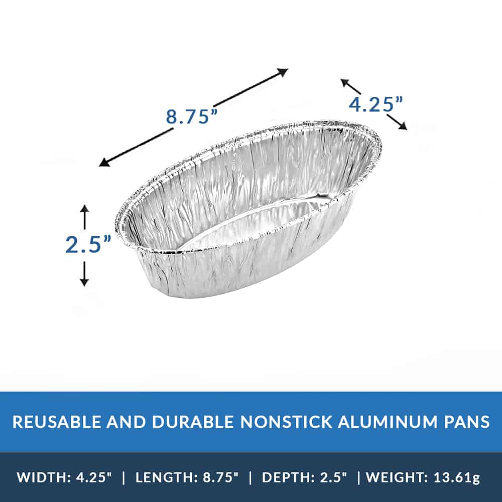 Heavy Duty Aluminum Foil Medium Oval Baking Pan 8.75 L X 4.25 W X 2. –  King Zak