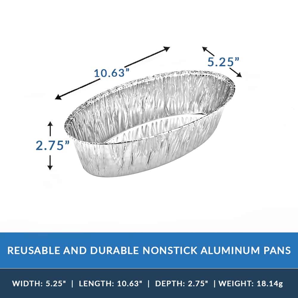Heavy Duty Aluminum Foil Small Oval Baking Pan 6.25 L X 3.5 W X 2 D –  King Zak