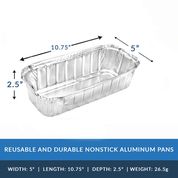 Heavy Duty Aluminum Foil Oblong Pans 10 3/4” L x 5” W x  2 1/2” D  [250 Count, Wholesale Pricing]