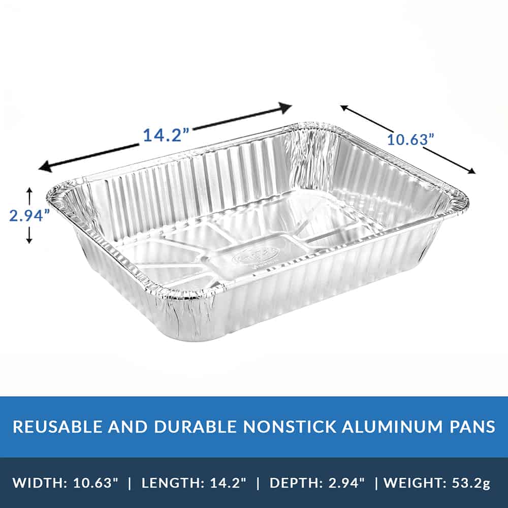 Durable Disposable Aluminum Giant Lasagna Pan - 3 Pans (13.375 x 9.625 x 2.875) Foil JJ141516