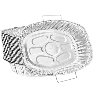 Heavy Duty Aluminum Foil Oval Rack Roaster With Handle 18.25" L X 13" W X 3.5" D [50 Count]