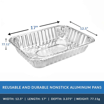 Heavy Duty Aluminum Foil Large Rectangle Roasters 17" L X 12.5" W X 2.375" D