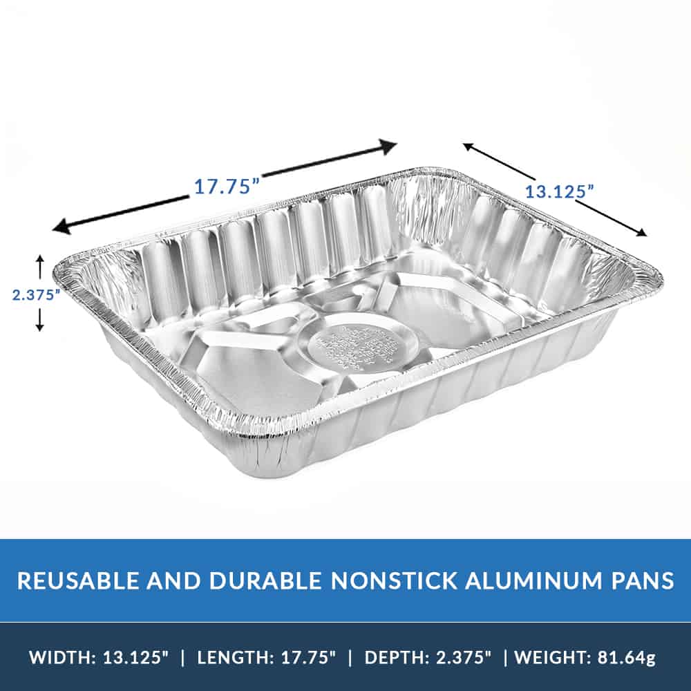 Alpine Cuisine Aluminum Foil Roaster Pan 100 Pieces, 17 x 12.5 x 3 Inch  Rectangle - Roasting Pan For Turkey, Roast Chicken, Fish, Lasagna, Durable