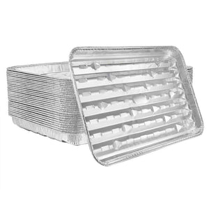 Heavy Duty Aluminum Foil Large Broiler Pan L 13” x W 9” x D 1 1/4” [200 Count]