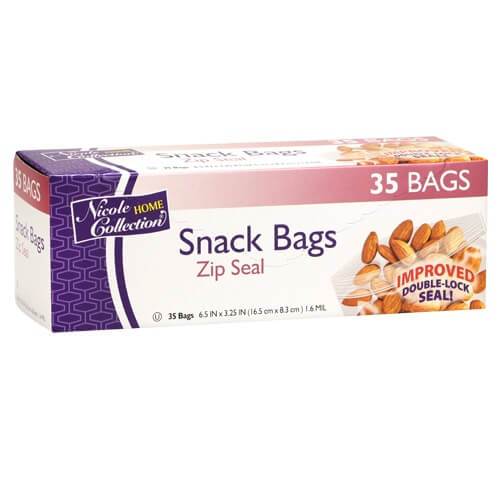 Nicole Home Collection Zip Seal Portion Control Bags – Snack Size – 2 Packs  80 Bags Total