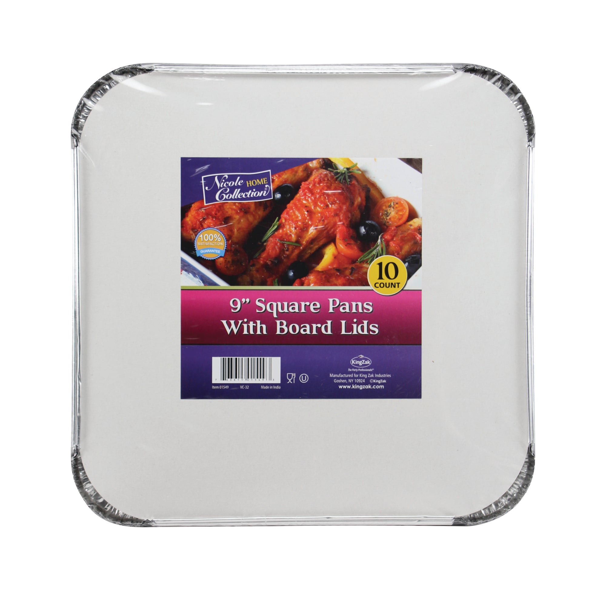 Heavy Duty Aluminum Foil Square Pan with Board Lid 9