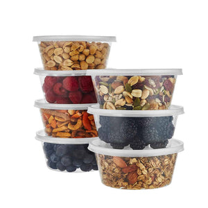 Premium Plastic Microwaveable, Stackable 10oz Deli Containers with Airtight Lids