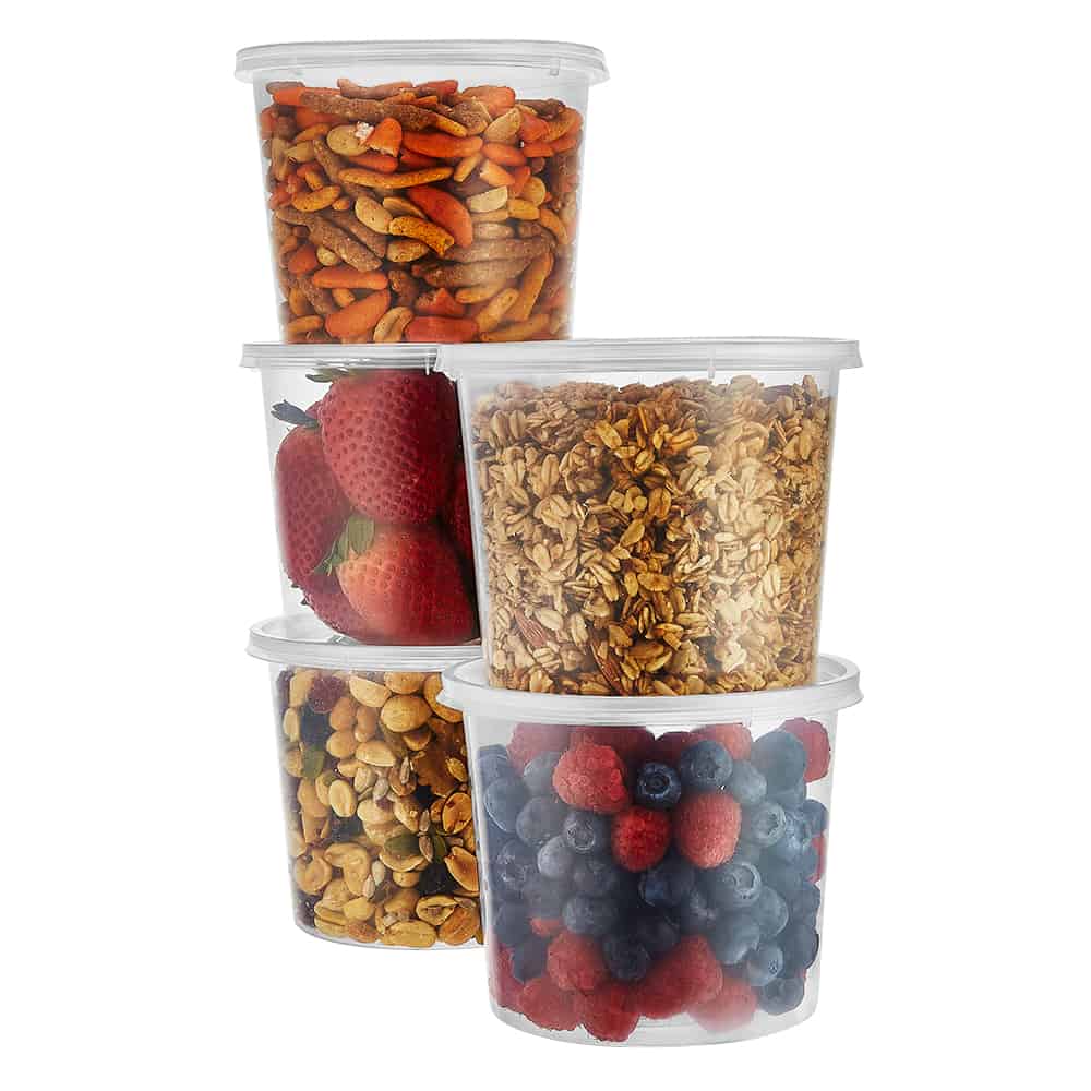 Premium Plastic Microwaveable, Stackable 16oz Deli Containers with Airtight Lids