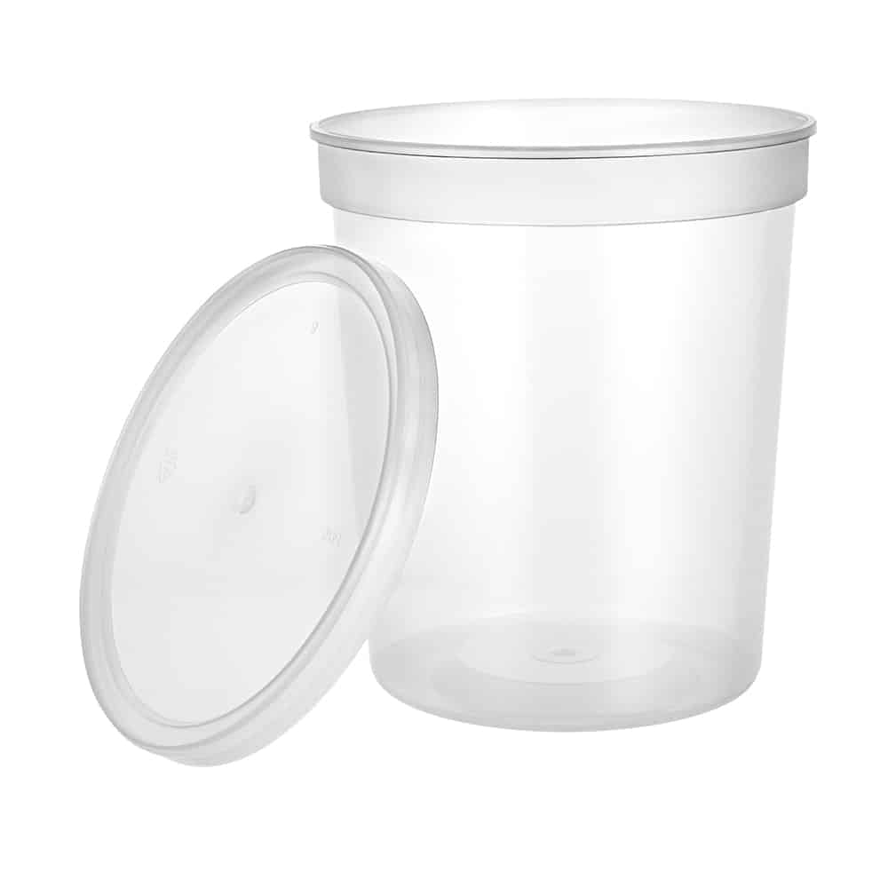 Premium Plastic Microwaveable, Stackable 32oz Deli Containers with Airtight Lid