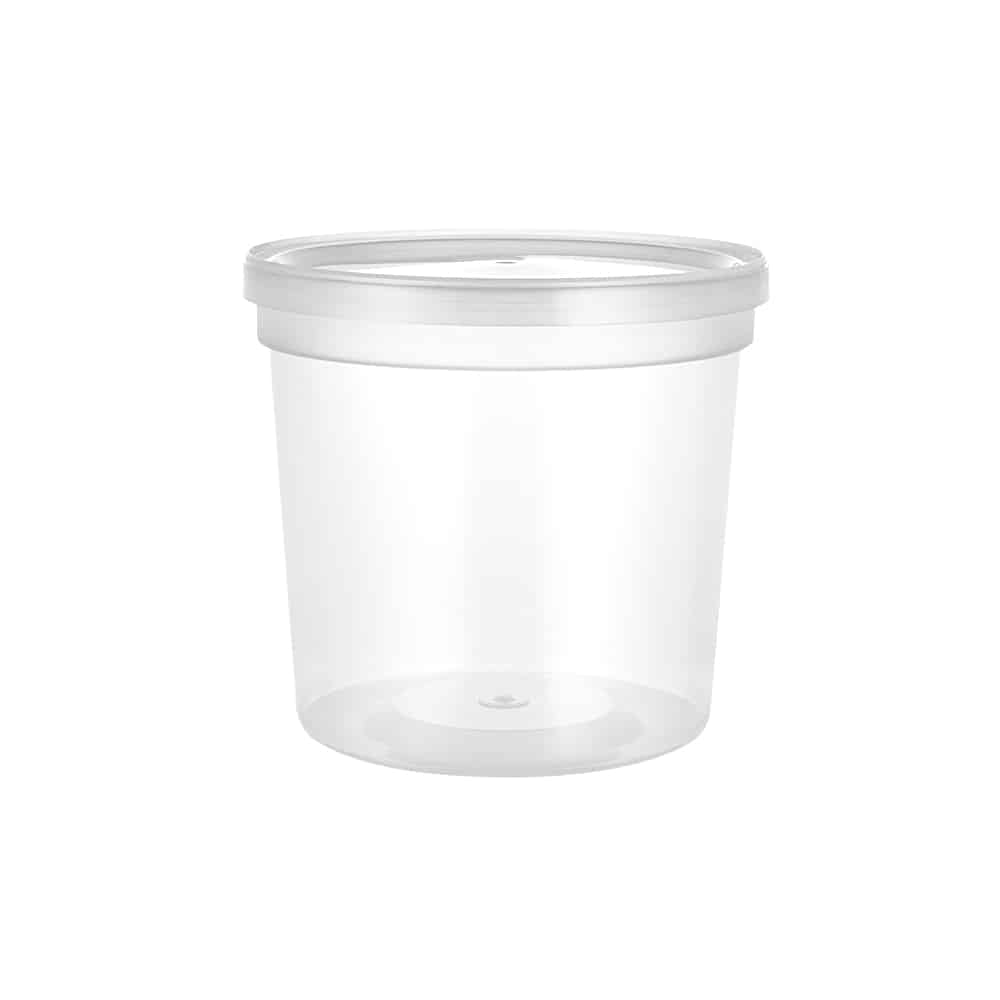 Premium Heavy Duty Plastic Microwaveable, Stackable 24oz Deli Containers with Airtight Lid