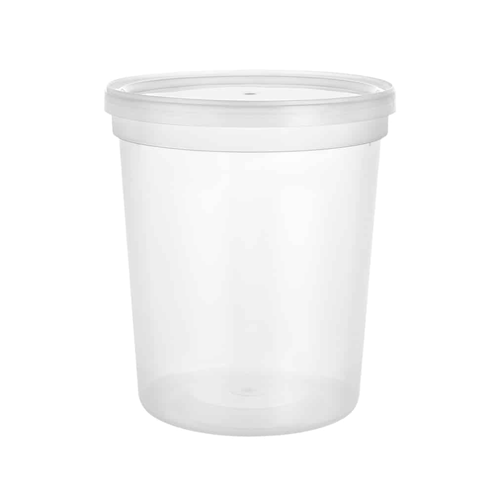 Premium Heavy Duty Plastic Microwaveable, Stackable 32oz Deli Containers with Airtight Lid