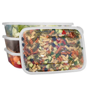 Premium Heavy Duty Plastic Microwaveable, Stackable 9"x13" Lunch/Dinner Containers with Airtight Lid