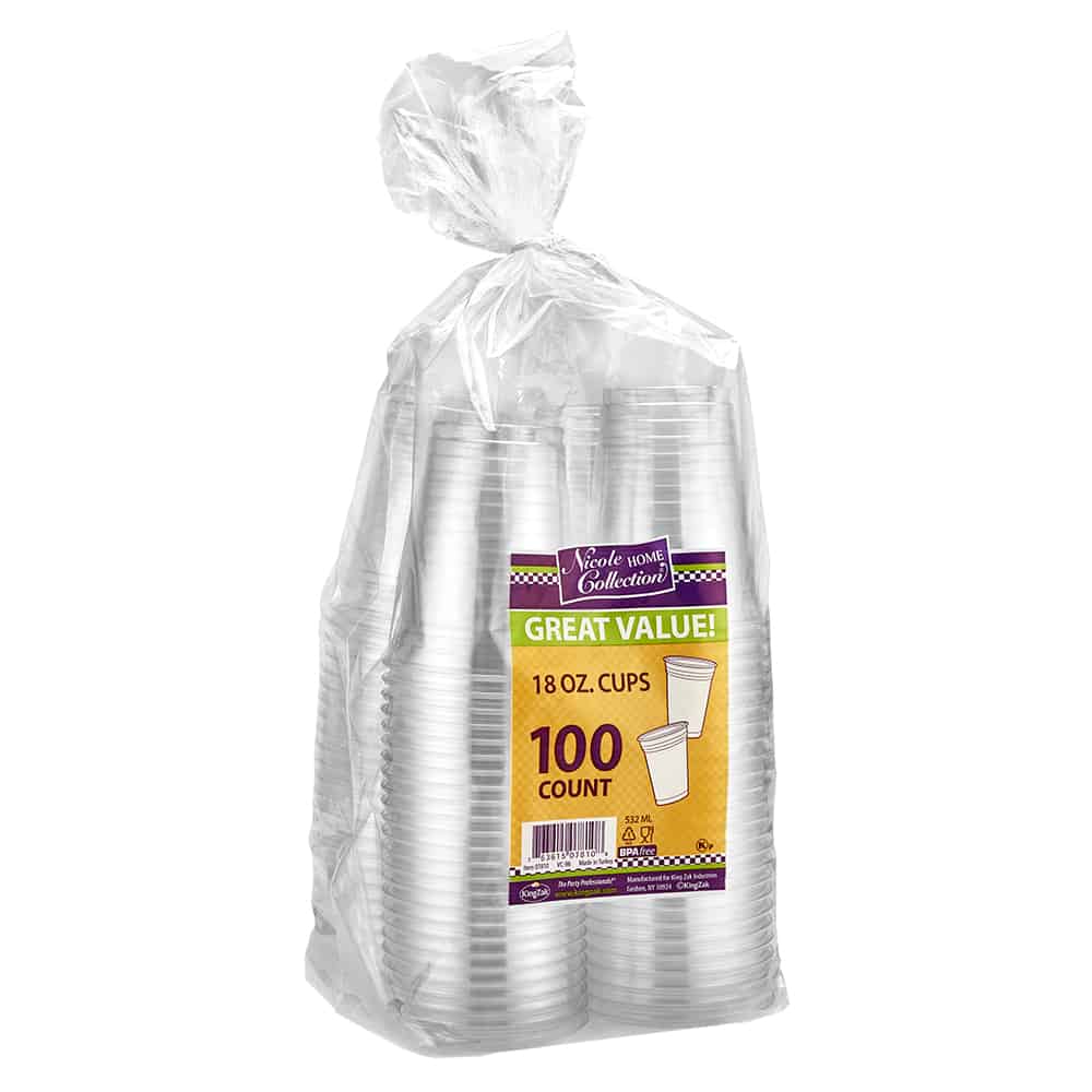 Great Value Everyday Disposable Plastic Cups, Clear, 16 oz, 100
