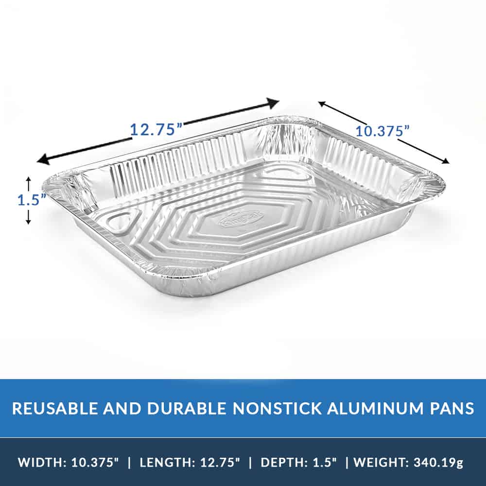 Heavy Duty Aluminum Foil Half Size Deep Pan 12.75 L X 10.375 W X 2.5 –  King Zak