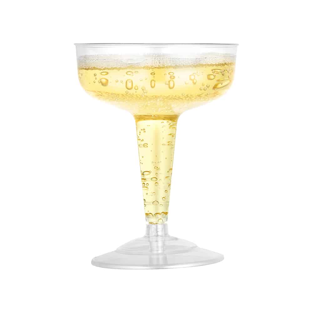 Clear Deluxe Plastic 4oz Champagne Cup with Champagne