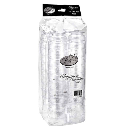 Elegance Clear Premium Plastic 8oz Coffee Mug 40 Pack