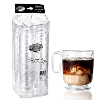 Elegance Clear Premium Plastic 8oz Coffee Mug 40 Count