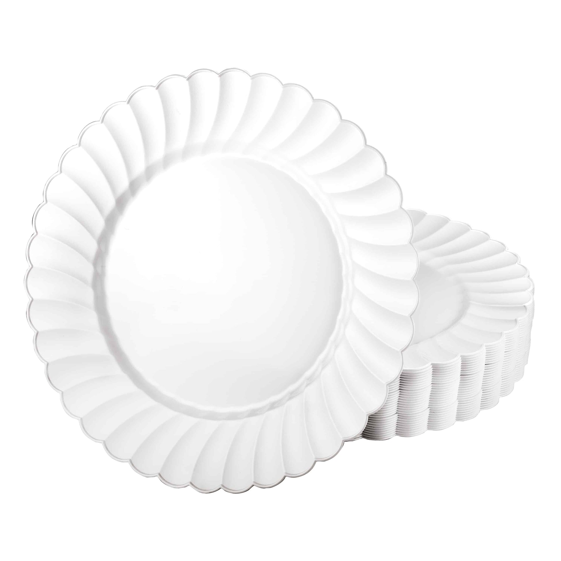 Scalloped Pearl Premium Plastic Round Dinnerware - King Zak