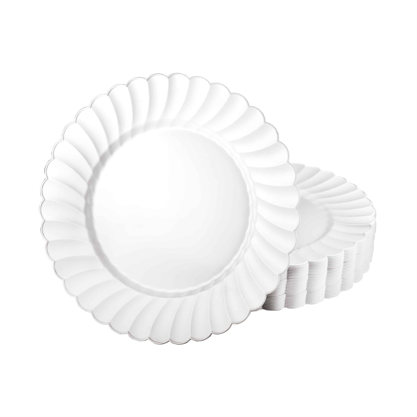 Scalloped Pearl Premium Plastic Round Dinnerware - King Zak