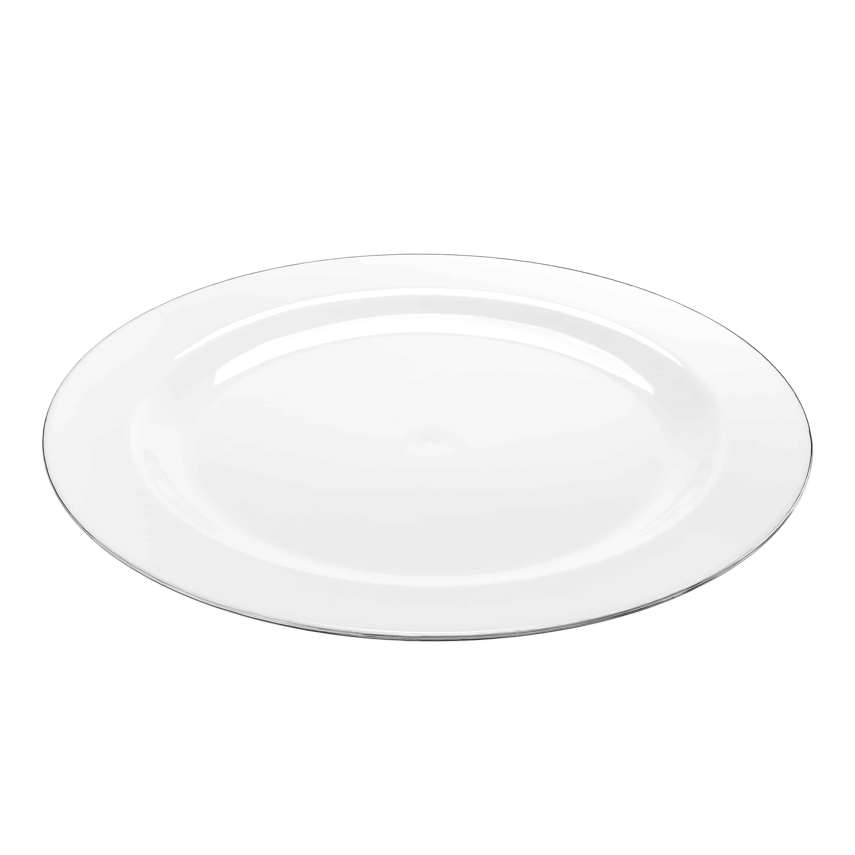 Magnificence Silver Edge Premium Plastic Round Dinnerware