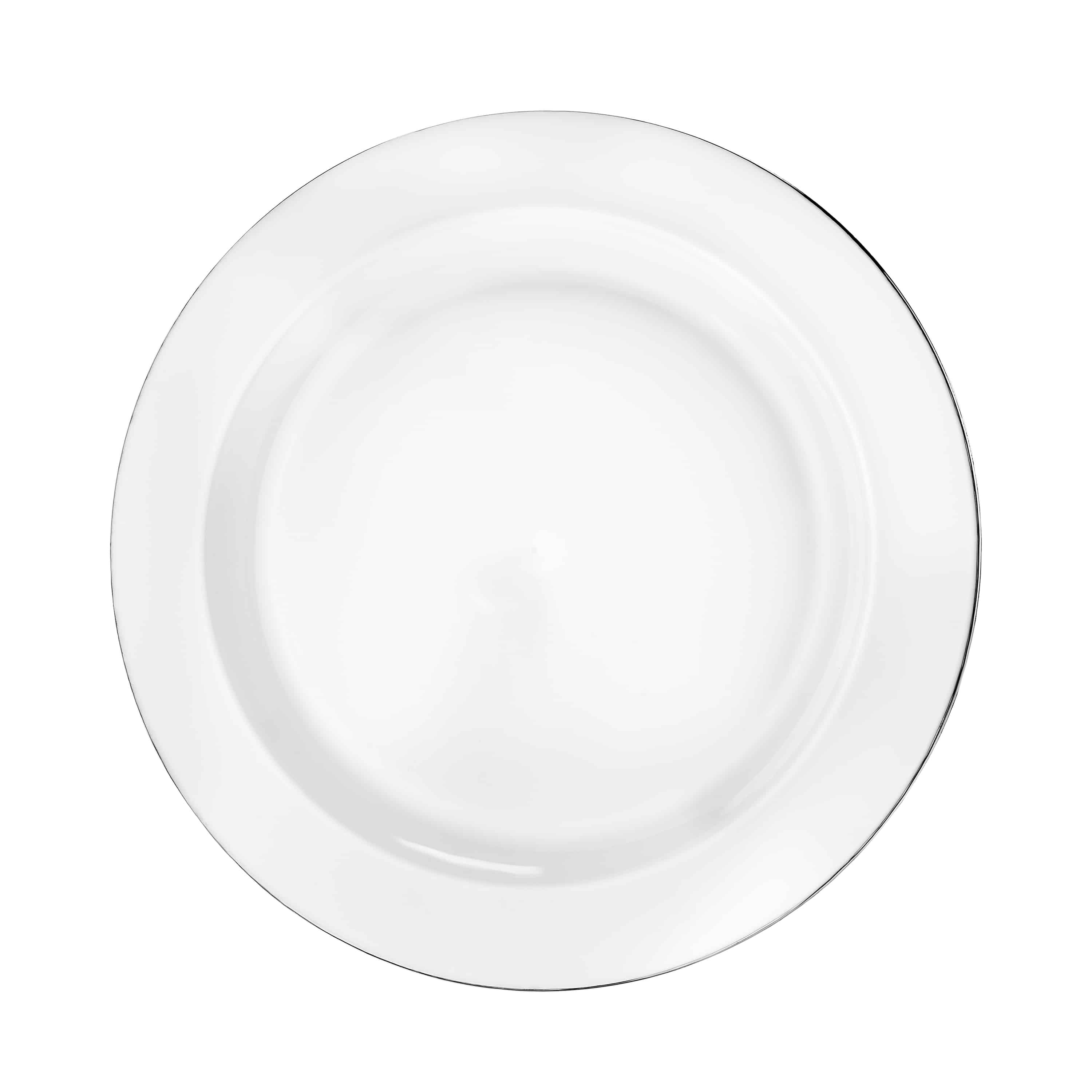 Magnificence Silver Edge Premium Plastic Round Dinnerware