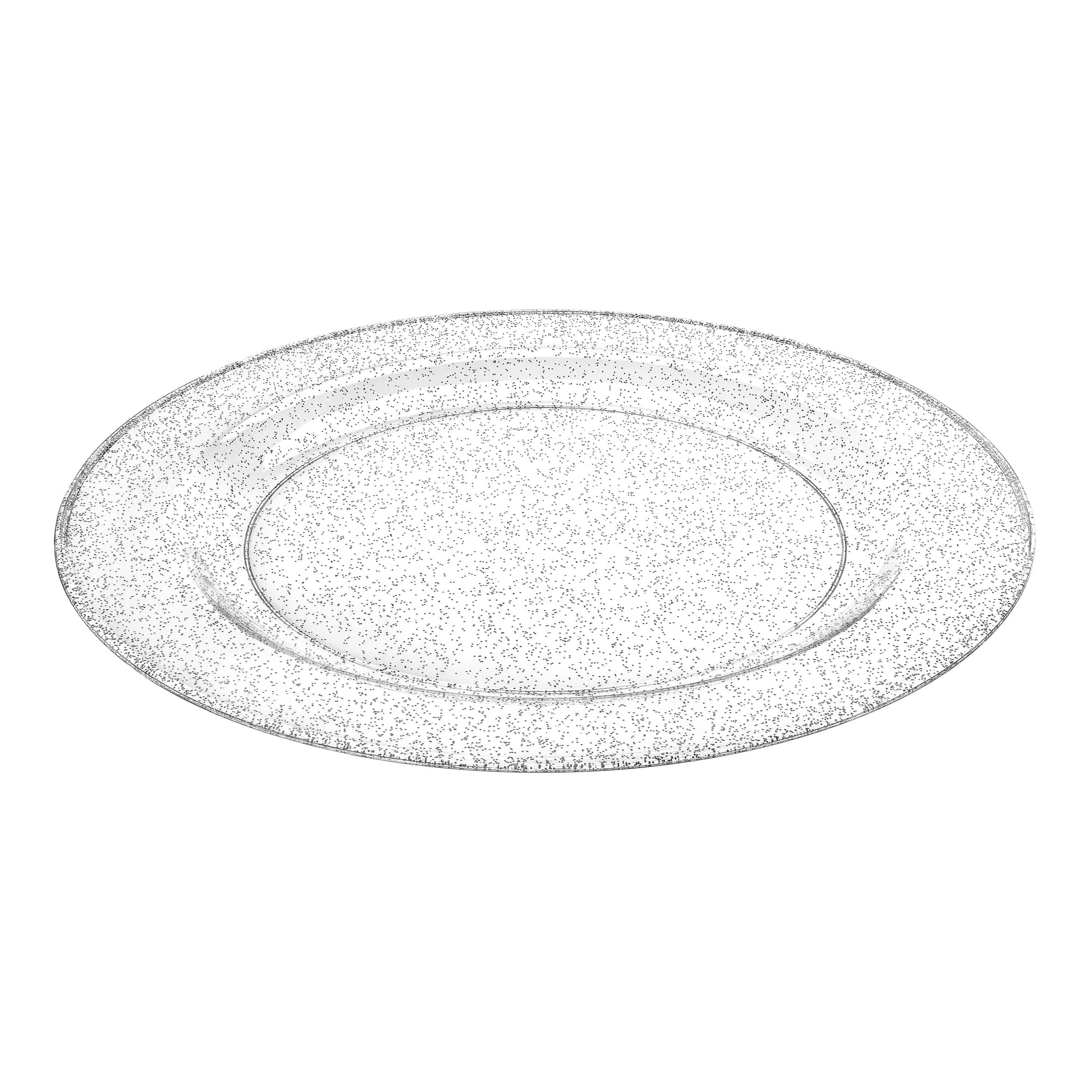 Glitter Premium Plastic Round Plate Sliver