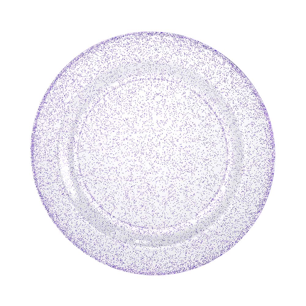Glitter Premium Plastic Round Dinnerware - Purple Plate