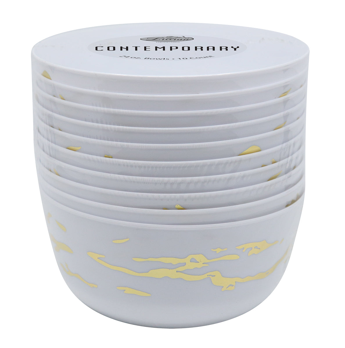 Marble White Premium Plastic Round Dinnerware Bowls - King Zak