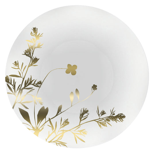 Contemporary Wildflower Premium Plastic Round Plate Gold