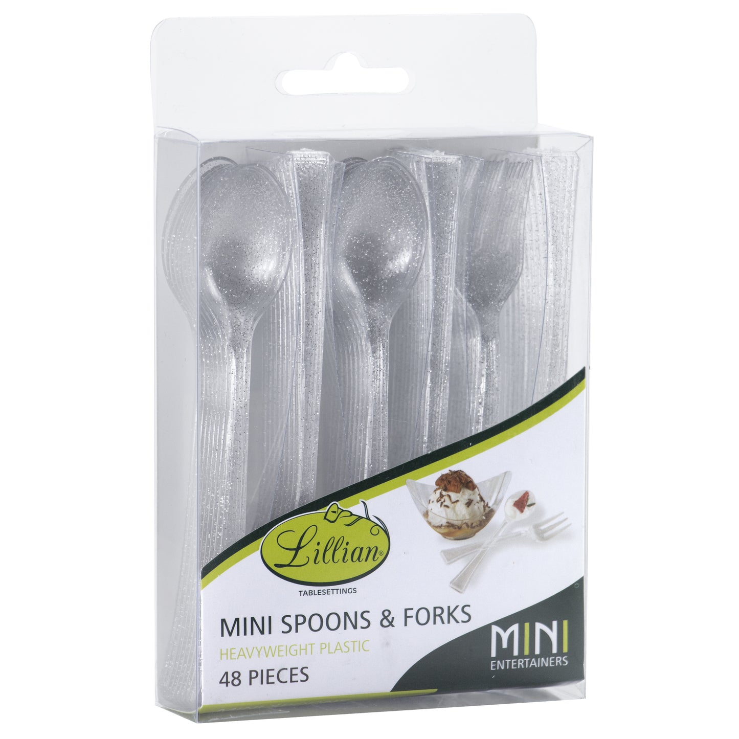 Mini Sliver Glitter Premium Plastic Forks & Spoons - King Zak