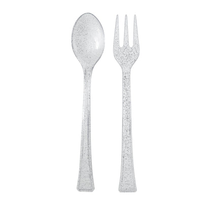 Mini Sliver Glitter Premium Plastic Forks & Spoons - King Zak