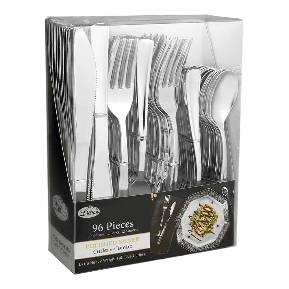 Polished Metallic Premium Plastic Cutlery Combo - King Zak